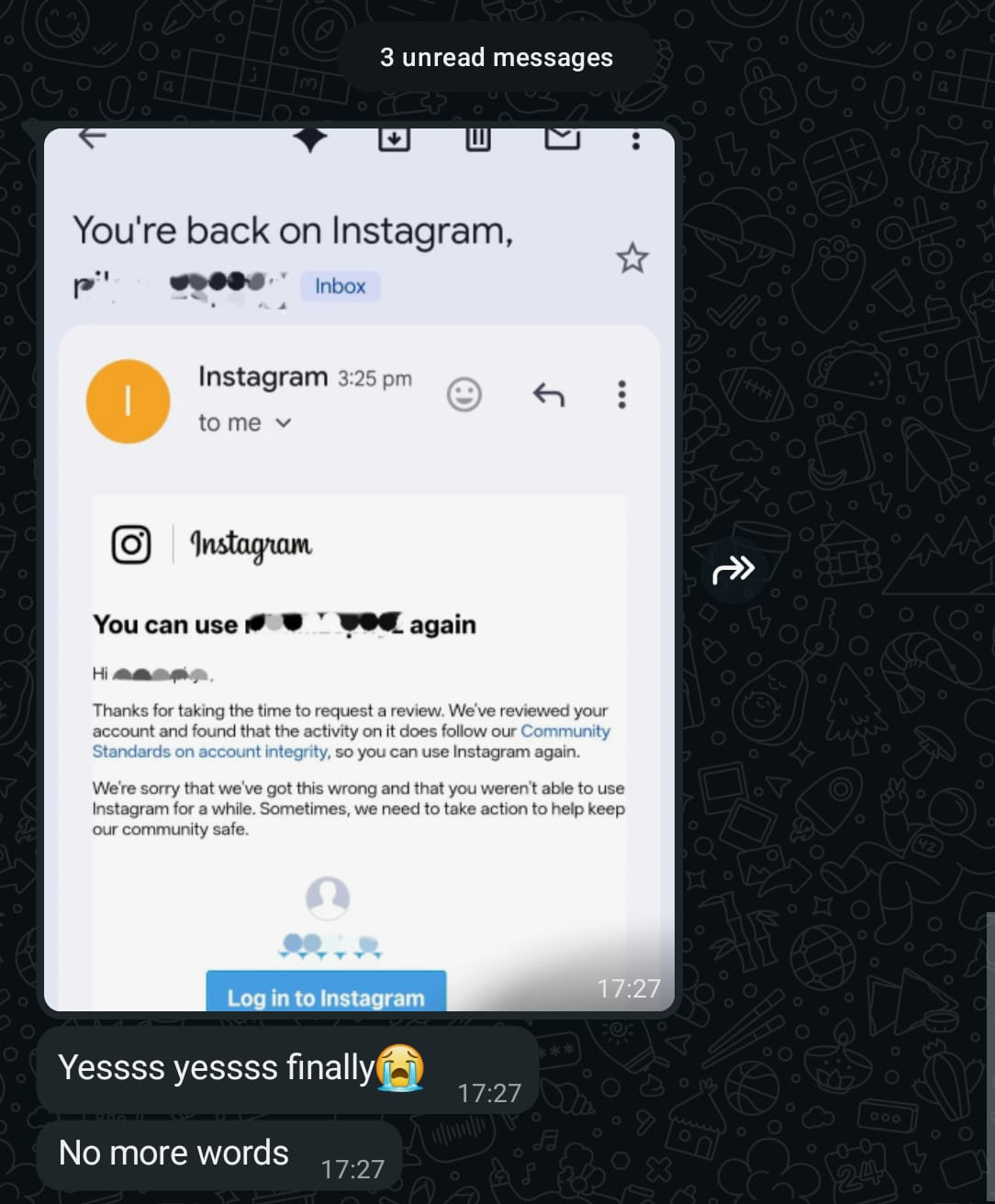 Client recovery proof — recovered Instagram account 6